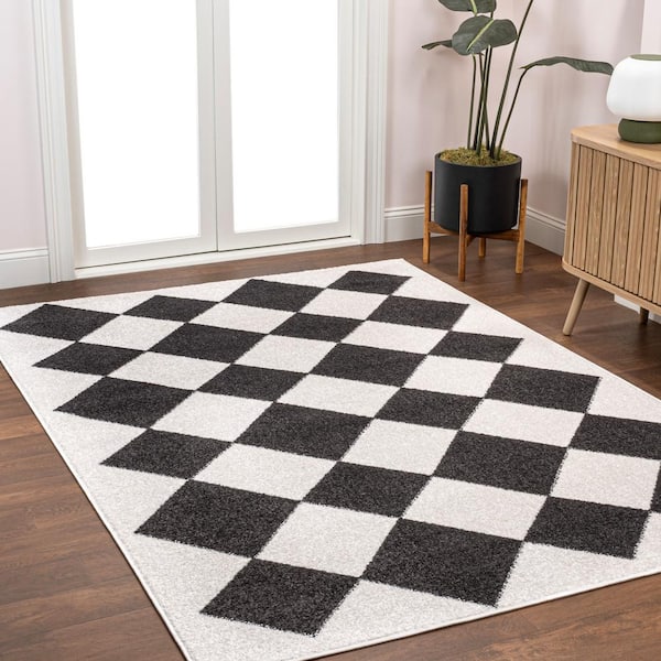 89.5×197 “Black Diamond” ViNTAGE RUG JONATHAN Y Moroccan HYPE Boho Vintage Diamond 5 X 8 (ft