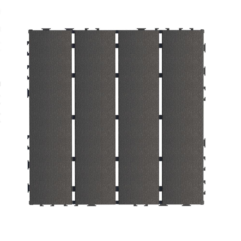 Gray 12'' x 12'' Plastic Interlocking Outdoor Deck Tiles