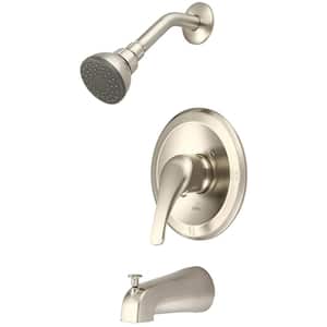 Elite 1-Handle Wall Mount Tub and Shower Faucet Trim Kit in Brushed Nickel (Valve not Included)