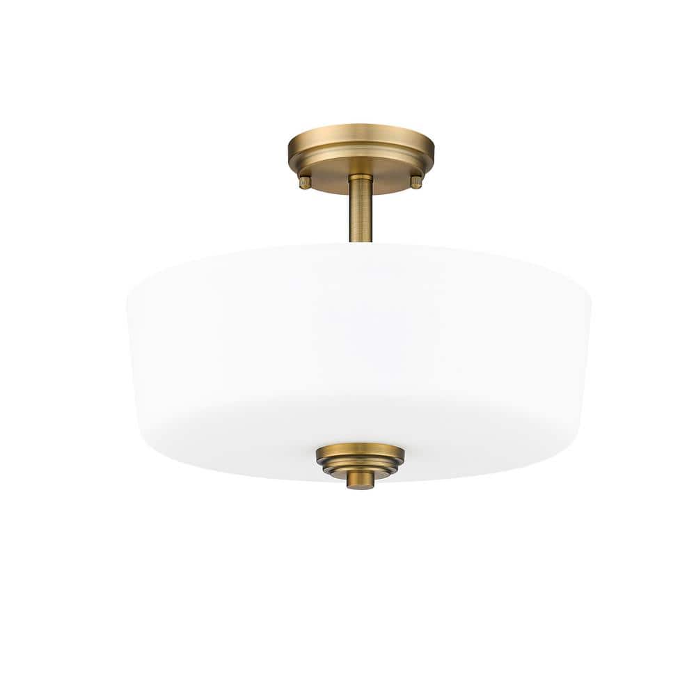 Heritage Brass and Glass 15" Flush Mount Ceiling Light