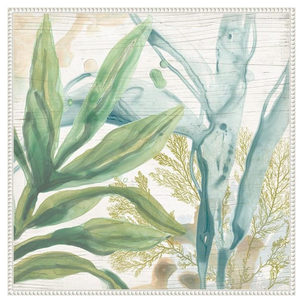 Amanti Art Quiet Coastal Collage II by June Erica Vess 30 in. W x 30 in. H. Canvas Wall Art Print Framed in White