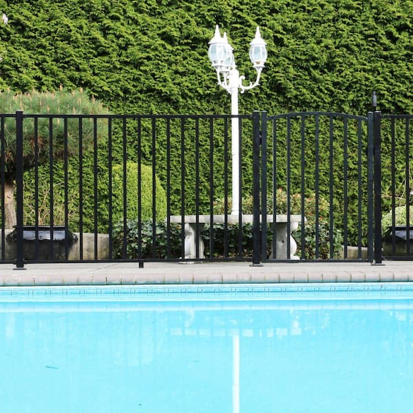 Aquatine 1/2 in. x 72 in. x 4 ft. Black Aluminum Pool Fence Rail and Picket Kit