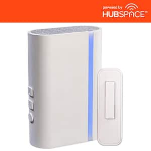 Wireless Wi-Fi Smart Plug-In White Doorbell Kit with Wireless Push Button Powered by Hubspace