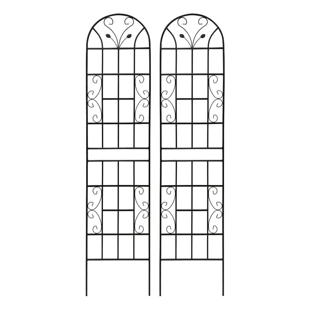 86.7 in. H x 19.7 in. W Black Rustproof Metal Garden Trellis for Climbing Plants Outdoor Support (2 Pack) price history on PriceWatchPro