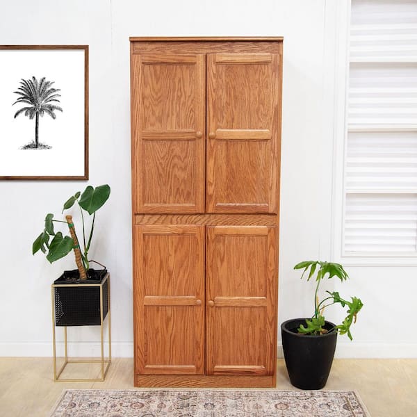 72 in. Oak Wood 5-shelf Standard Bookcase with Adjustable Shelves