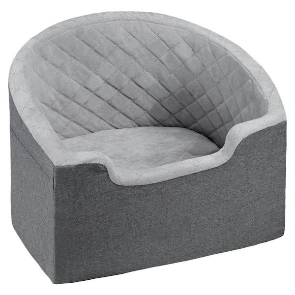 Dog Car Seat, Waterproof Dog Booster Seat for Car with Pocket, Clip-On Safety Leash and Sponge Filling Gray, 2025 update