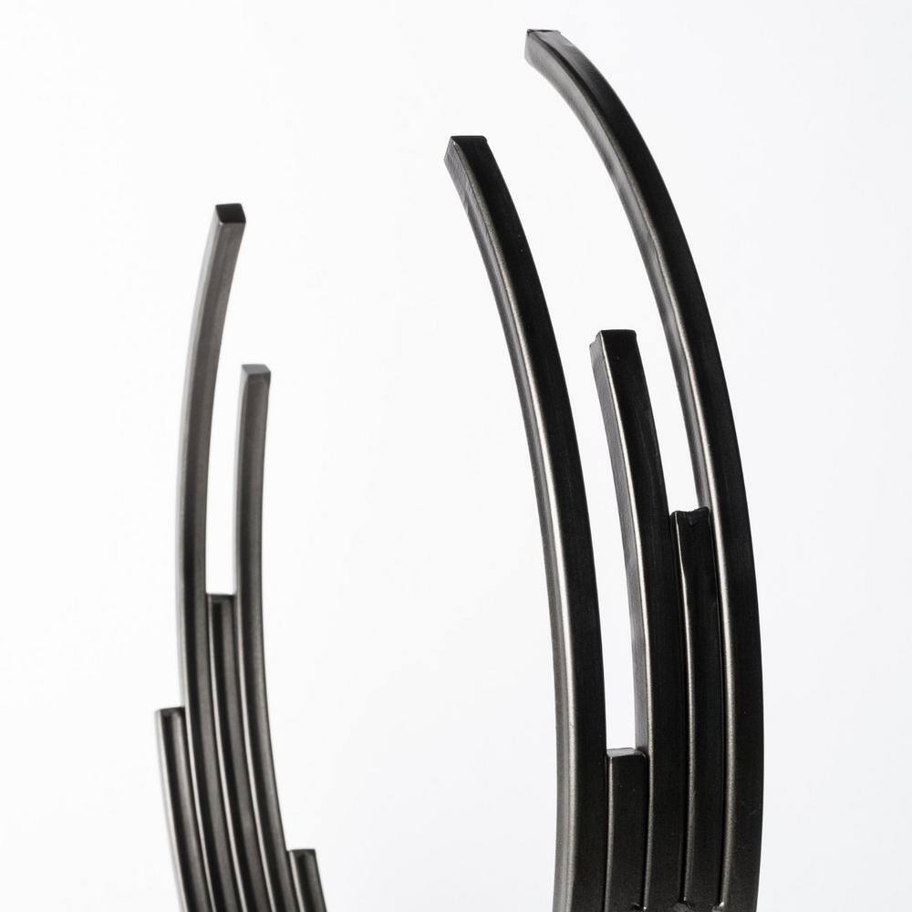 Matte Black Metal Incomplete Circular Sculpture