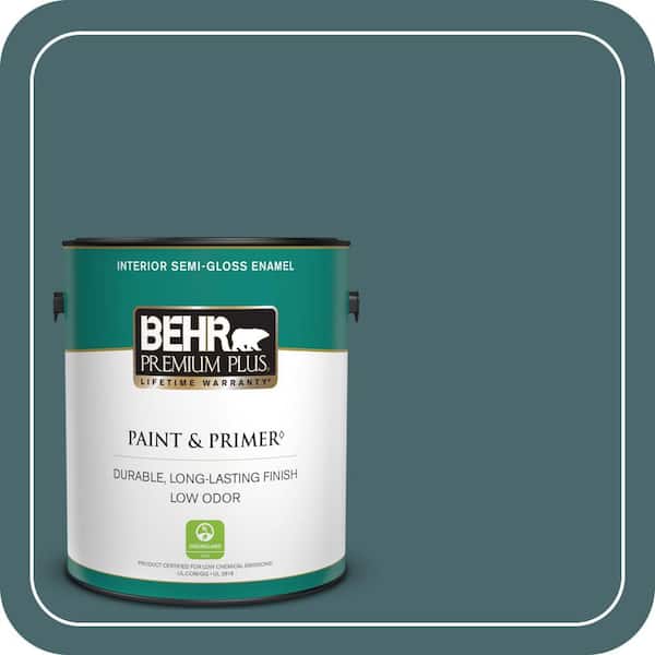 BEHR PREMIUM PLUS 1 gal. #500F-7 Mythic Forest Semi-Gloss Enamel Low Odor Interior Paint & Primer
