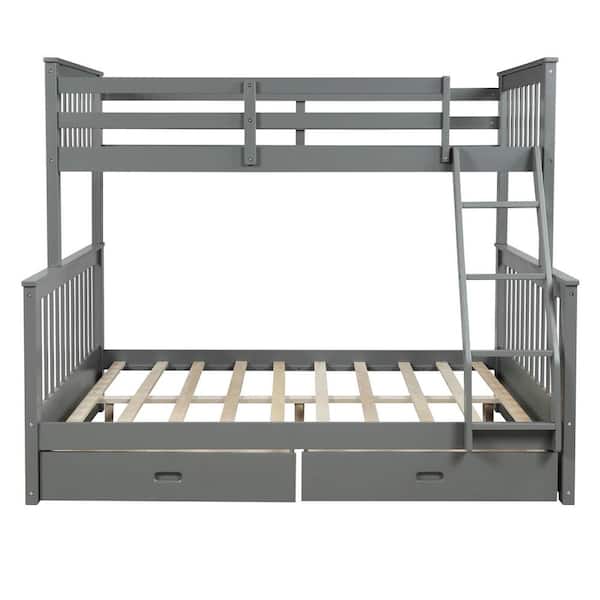 JASMODER 58.27 in. W Gray Full Frame Platform Bed