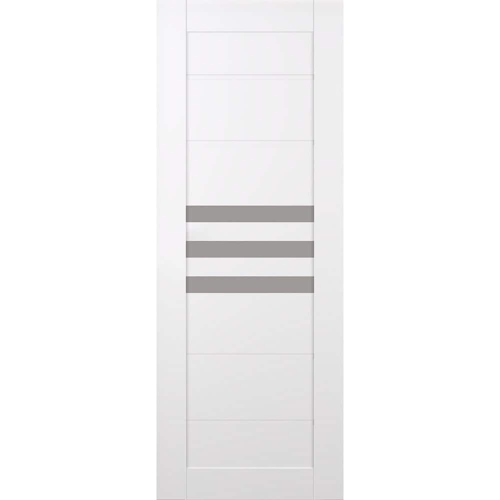 Dome 18 in. x 80 in. No Bore 3-Lite Frosted Glass Snow White Composite Wood Interior Door Slab -  Belldinni, 188137