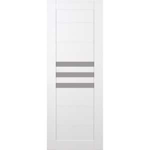 Dome 24 in. x 80 in. No Bore 3-Lite Frosted Glass Snow White Composite Wood Interior Door Slab
