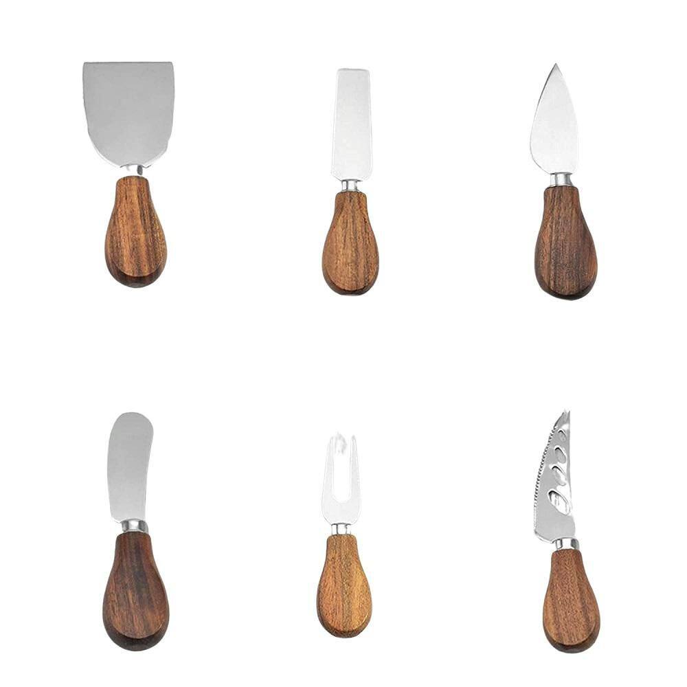 1.06 in. Stainless Steel Cheese Knives with Cheese Slicer Cheese Cutter Cheese Fork with Bamboo Wood Handle (Set of 6) price history on PriceWatchPro