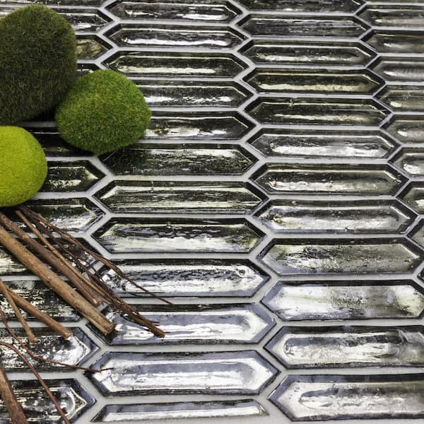 Ivy Hill Tile Fargin Platinum Moss Elongated Hexagon 4 in. x