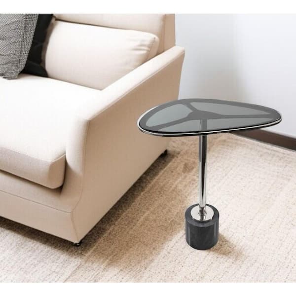 18.25 in. Black, Silver Triangular Metal End Table