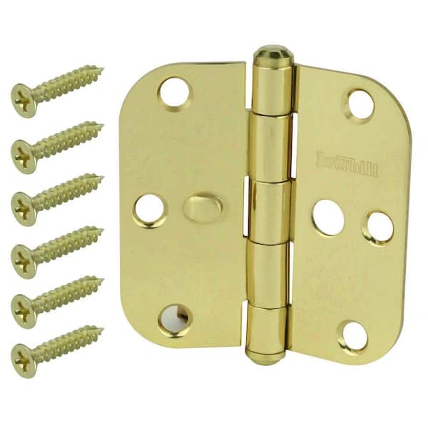 Everbilt 3-1/2 in. x 5/8 in. Solid Brass Radius Security Door Hinge