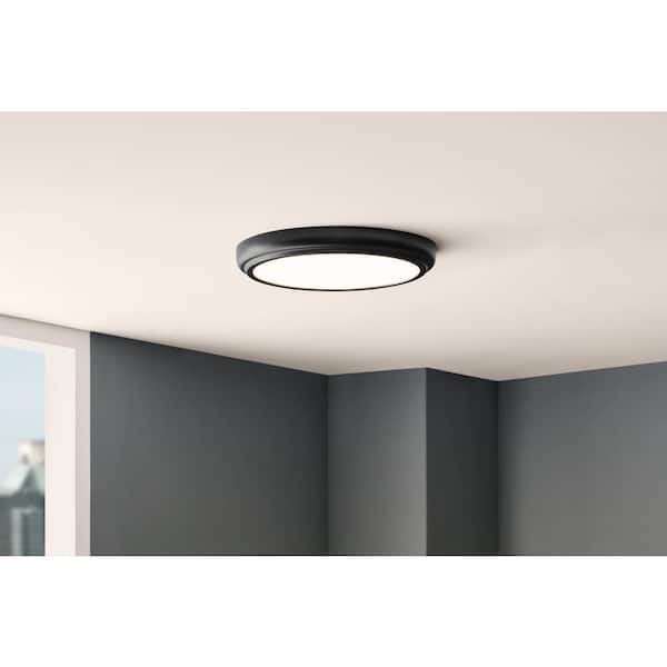 13 in. White Round LED Flush Mount with Night Light and Interchangeable Black Trim 1500 Lumens Adjustable CCT Dimmable