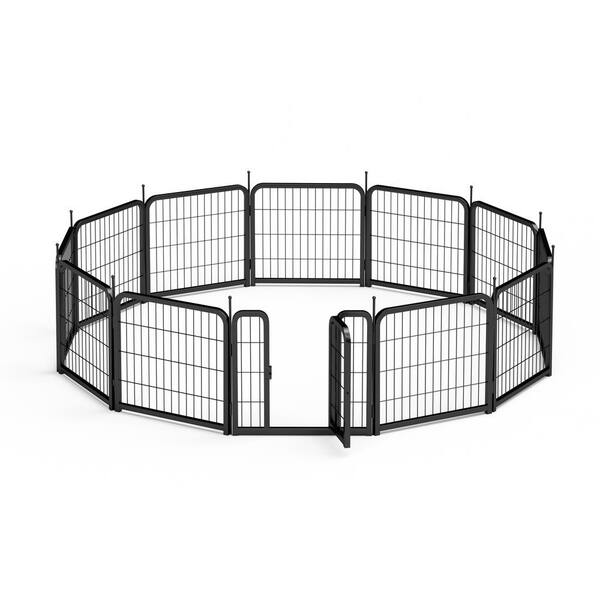 COOLSHARK 22.2 in. W x 23.6 in. H No Dig Decorative Outdoor Garden Fence, Steel Fence Panels, for RV Camping, Yard, Indoor, Black