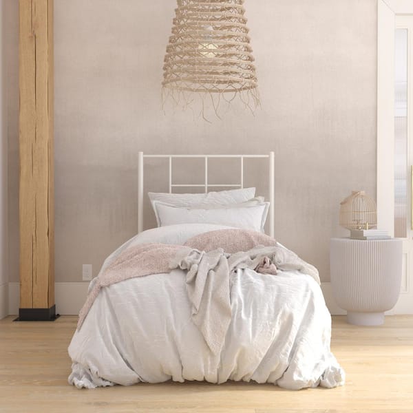 REALROOMS Praxis Metal Headboard, Twin. Off White