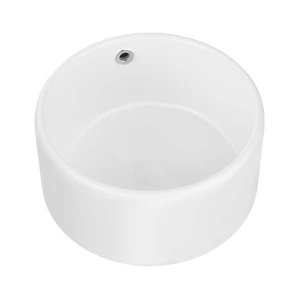 JimsMaison White Ceramic Round Vessel Sink