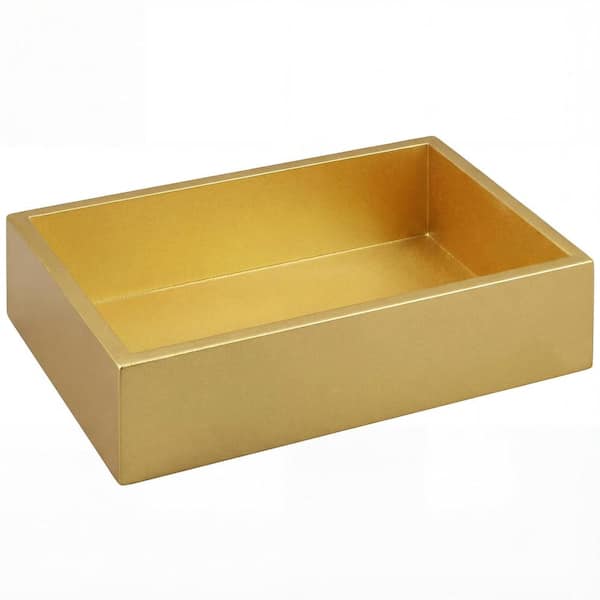 Gold Lacquer Guest Towel Napkin Holder Wood Tray 9.5 x 6.3 x 2.5 in. for Bathroom Kitchen Table Party