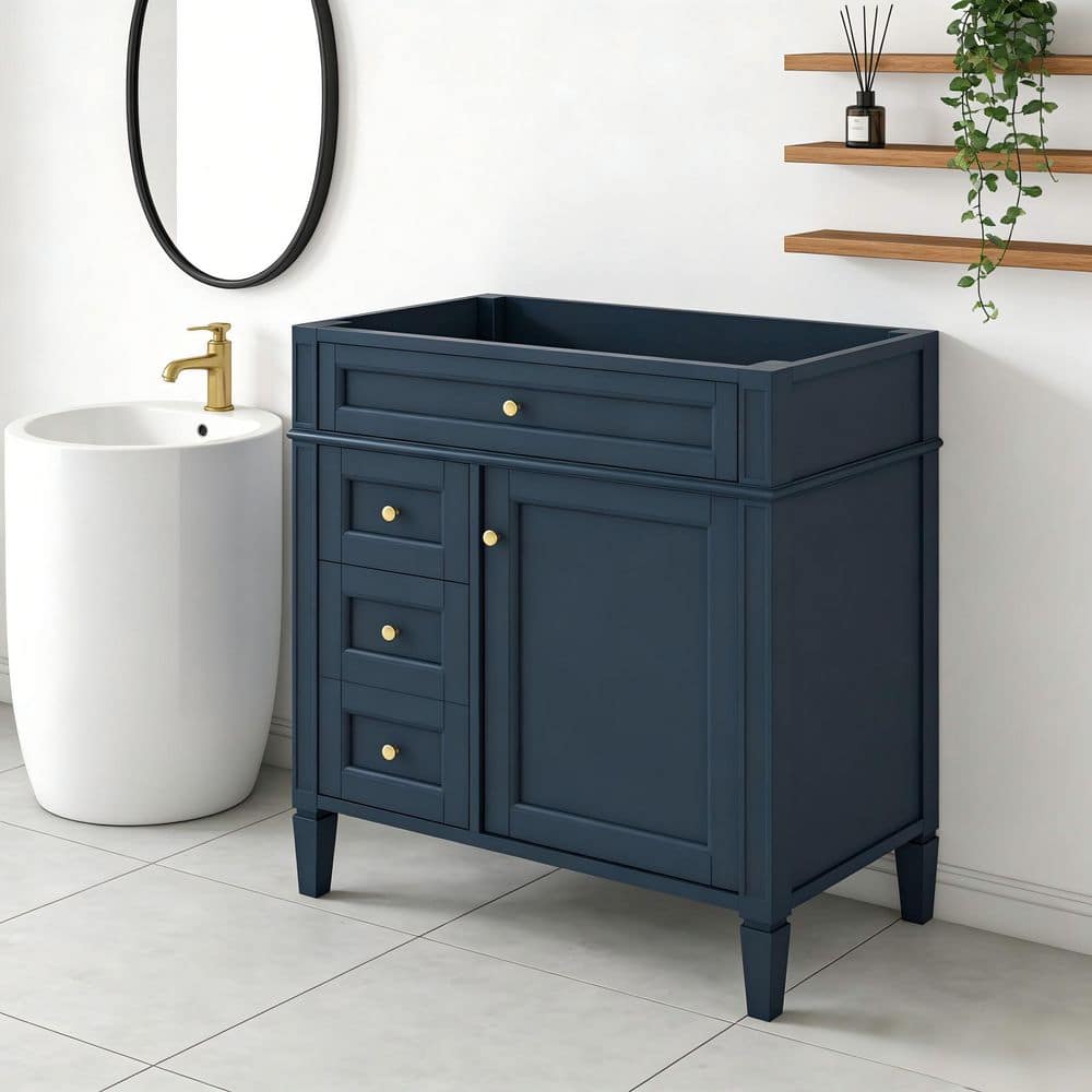 Ximuprmy 30 in. Bath Vanity Cabinet without Top in Blue, Solid