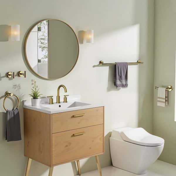 Bathroom Hardware Set 5-Pieces Towel Bar, Towel Ring, Robe Hook, Toilet Paper Holder Wall Mounted Gold