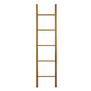 Natural 100% Solid American Cherry Decorative Ladder Shelving Unit (19 in. W x 1.75 in. D x 80 in. H)