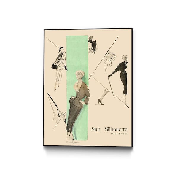 Unbranded "1950's Fashion - Suit Silouhette" by Odette Lafontaine Framed Abstract Wall Art Print 18 in. x 24 in.