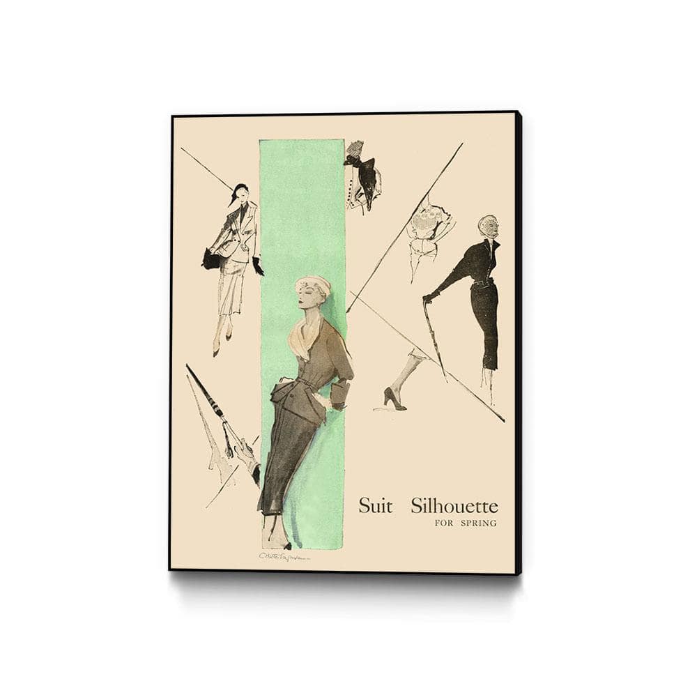 1950s Fashion - Suit Silouhette by Odette Lafontaine Framed Abstract Wall 