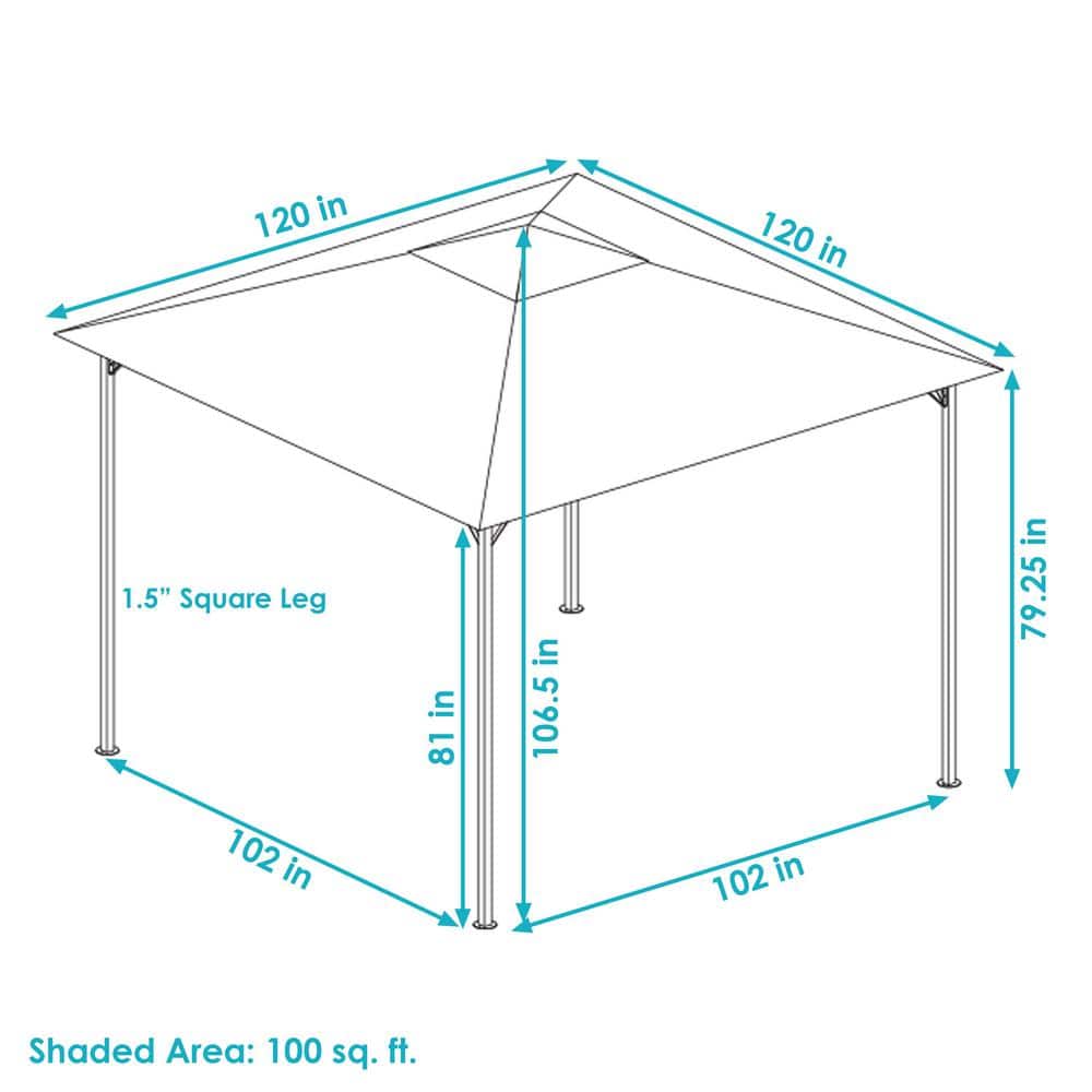 Gray 10' x 10' Steel Gazebo with Weather-Resistant Polyester Top