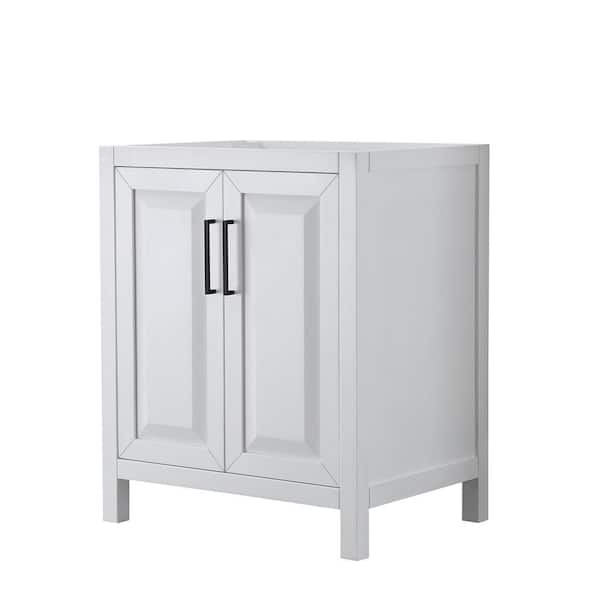 Wyndham Collection Daria 29 in. W x 21.5 in. D x 35 in. H Single Bath Vanity Cabinet without Top in White