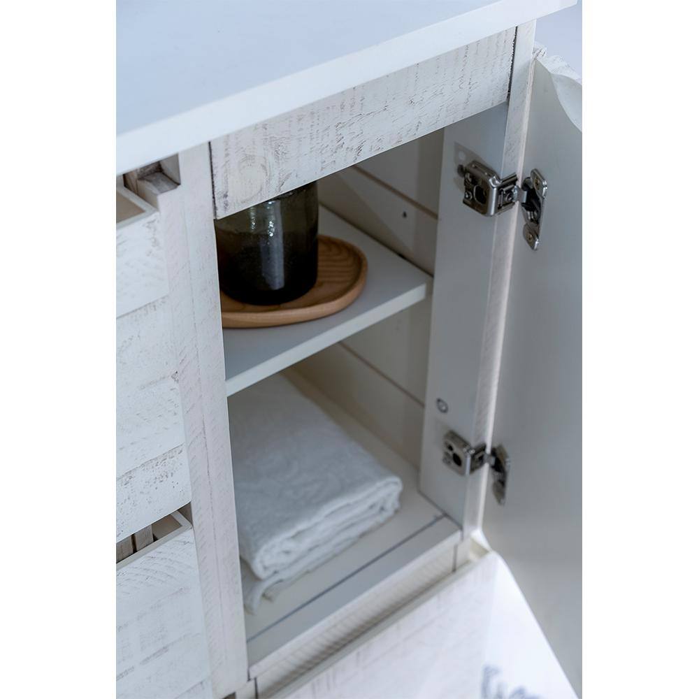Rustic White 72'' Double Wall-Mount Vanity with Quartz Top