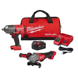 M18 FUEL 18V Lithium-Ion Brushless Cordless 1/2 in. Impact Wrench Kit with 4-1/2 in./5 in. Grinder