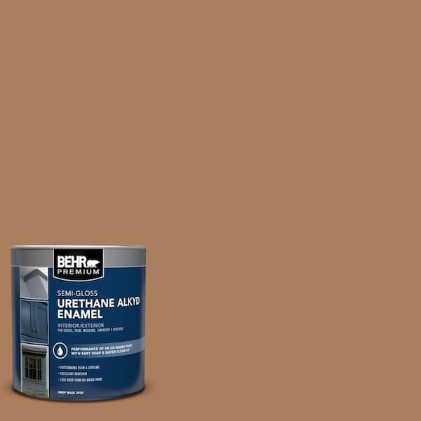 BEHR PREMIUM 1 qt. #S230-6 Burnt Toffee Semi-Gloss Enamel Urethane Alkyd Interior/Exterior Paint