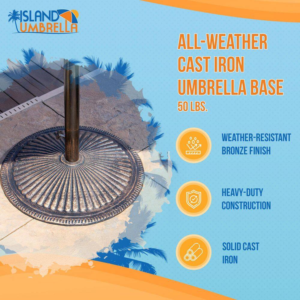 Bronze 50-lb Cast Iron Umbrella Base with Adjustable Stem