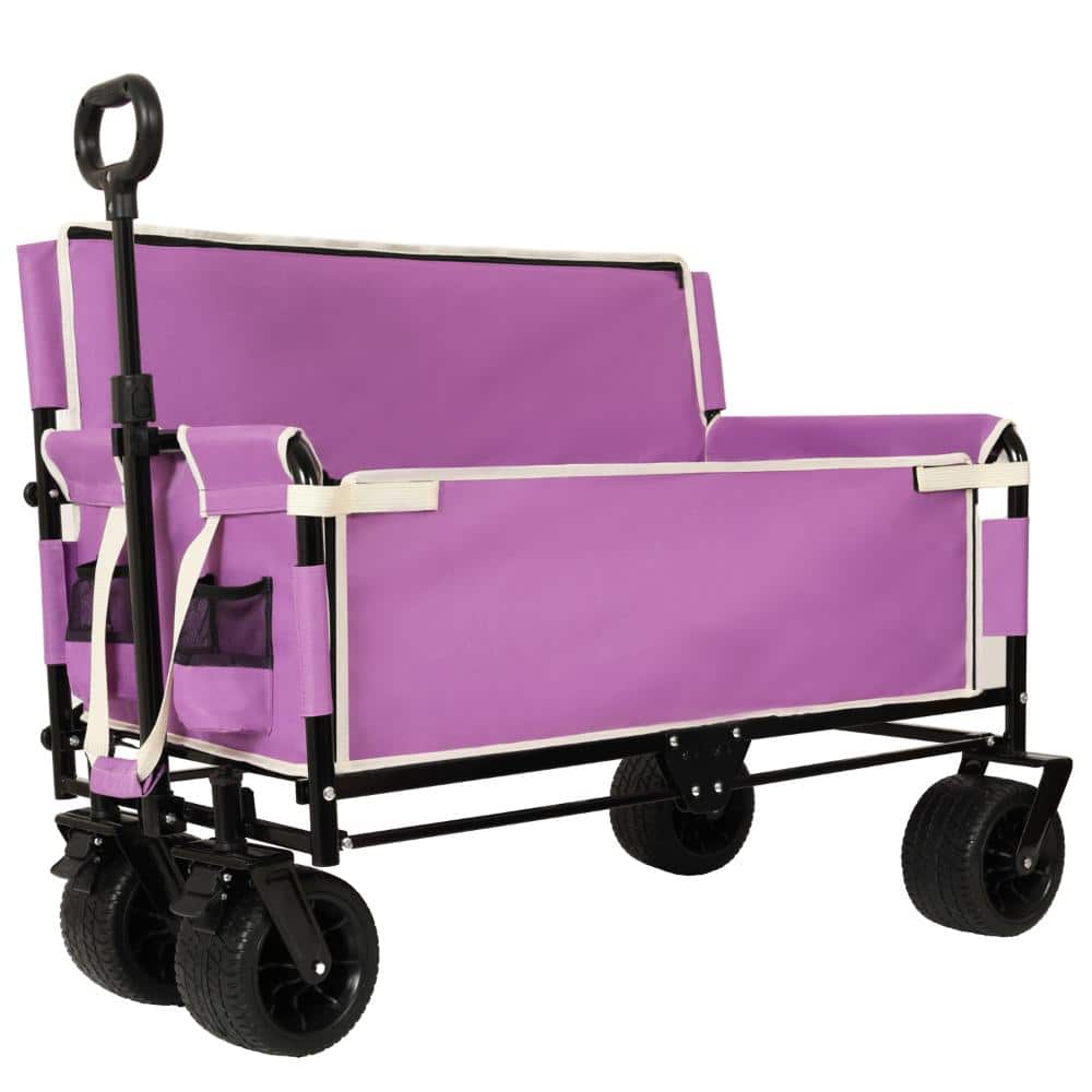 3-in-1 Convertible Folding Wagon with Bench Seat 500lbs 180L All-Terrain Wheels Camping Beach Garden Purple price history on PriceWatchPro