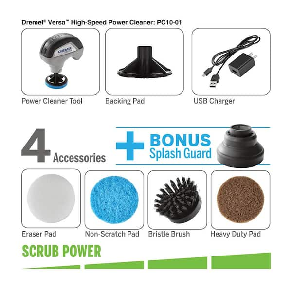 Dremel Versa 4-Volt Cordless Lithium-Ion Max Power Scrubber Cleaning Tool  Kit PC10-04 - The Home Depot