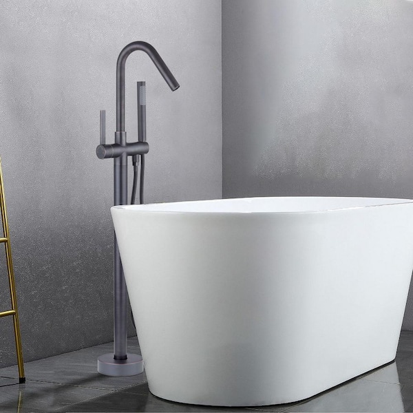 Single-Handle Freestanding Tub Faucet with Handheld Shower in Venetian Bronze