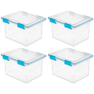 19334304 32 Quart Gasket Box with Clear Base and Lid (4 Pack)