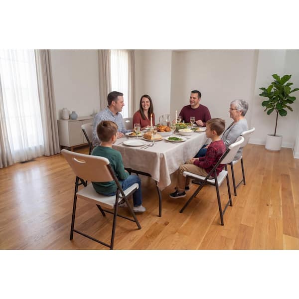 HDX 6 ft. Almond Resin Top Indoor/Outdoor Rectangular Folding