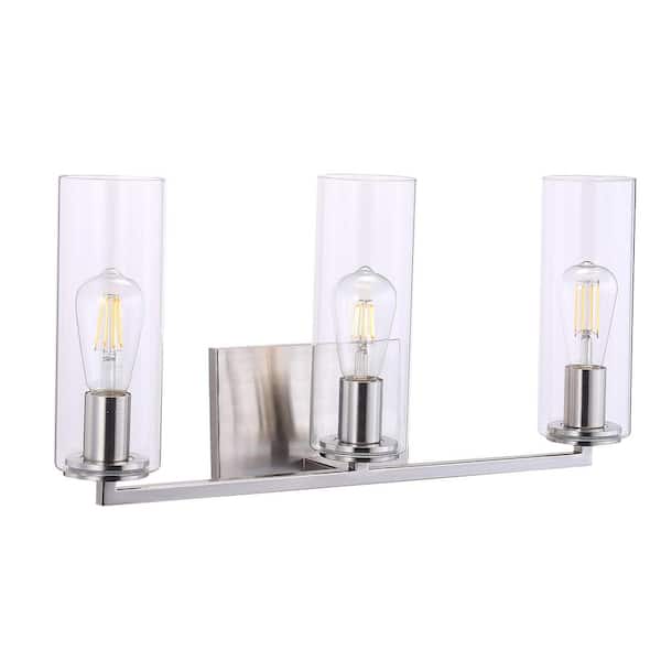 Minka Lavery Acacia 24 in. 3-Light Brushed Nickel Vanity Light with Clear Glass Shades