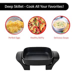 16 sq. in. Black Nonstick Electric Skillet with Glass Lid