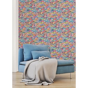Blue Indio Multicolor Love Scribble Wallpaper Sample