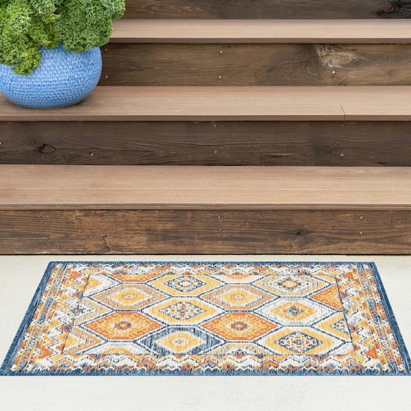 Flora Multi-Color 2 ft. x 3 ft. Geometric Indoor/Outdoor Area Rug