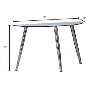 Delany 50 in. Chrome Standard Half Moon Glass Console Table