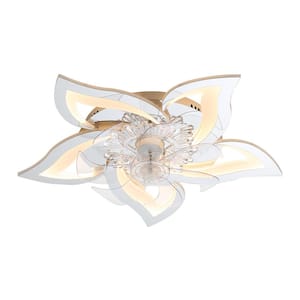 27 in. Integrated LED, 6 Transparent ABS Blades Indoor 6 Gear Wind Speed Chrome Color Ceiling Fan with, Remote Control