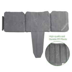 9.84 in. x 0.51 in. x 9.06 in. Cobbled Stone Effect Garden Lawn Border Gray Plastic Edging (20-Pieces)