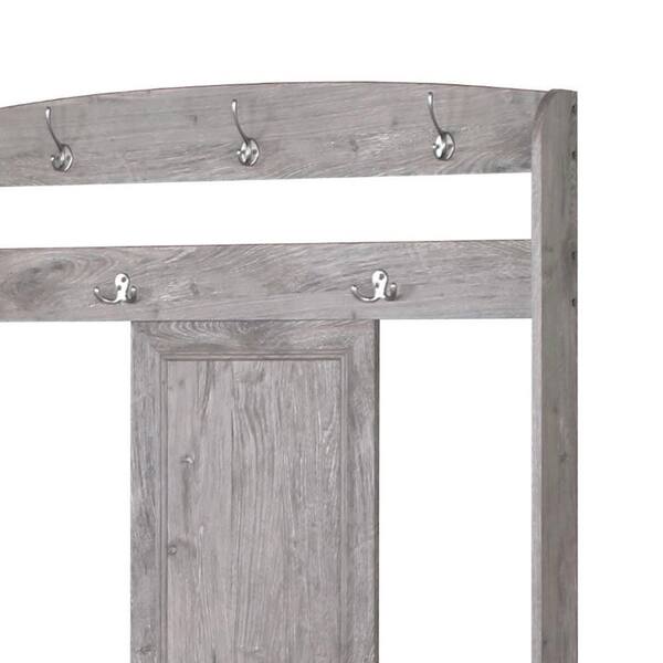 Unbranded - Hawksbury Gray Oak Hall Trees with Cabinets