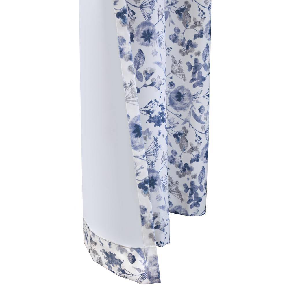 Floral Silver Polyester Blackout Grommet Curtain Panel 52 x 95