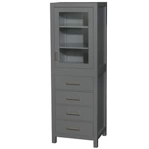 Sheffield 24 in. W x 20 in. D x 71.25 in. H Dark Gray with Brushed Chrome Trim Linen Cabinet